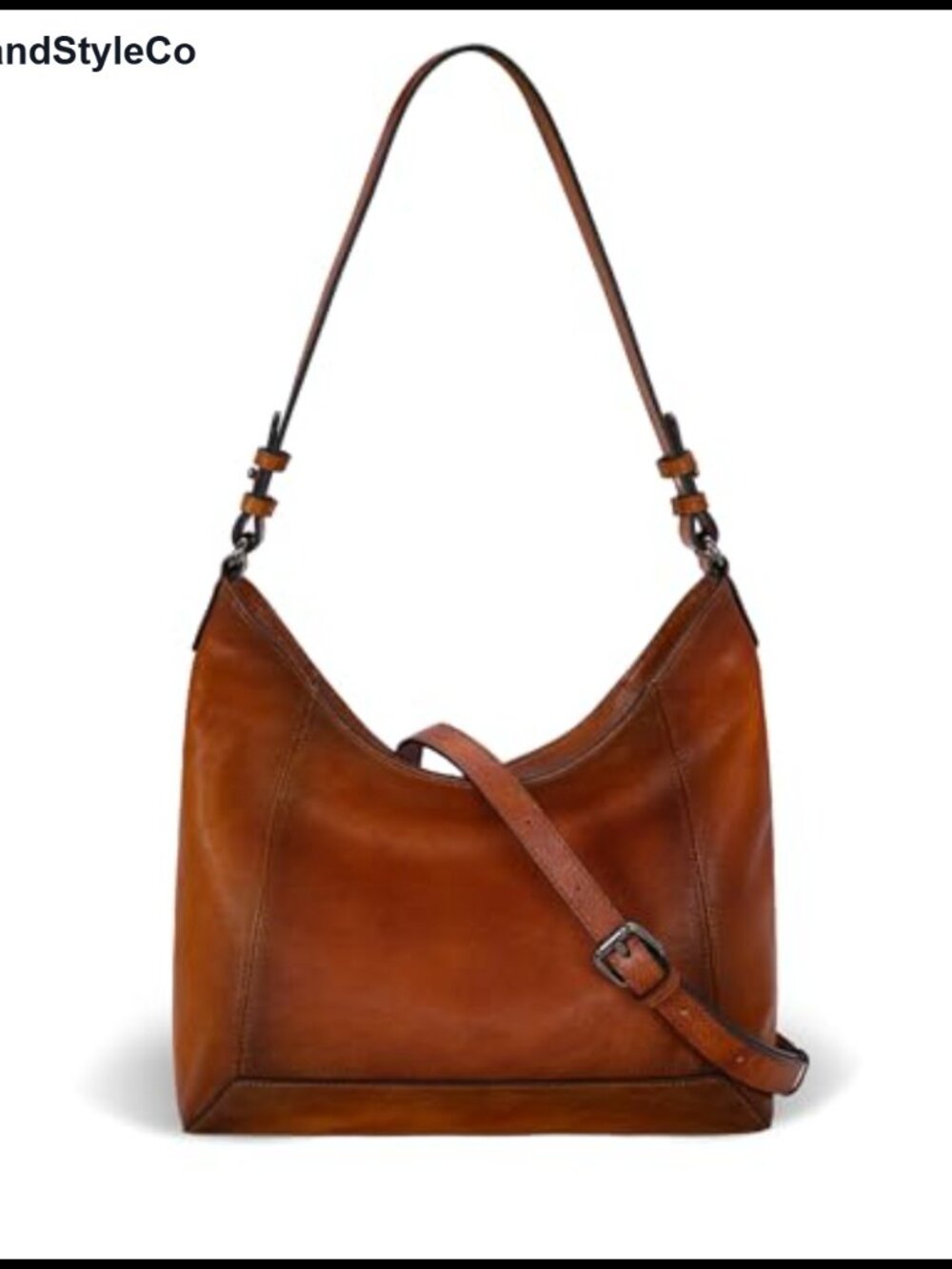 Genuine Leather Crossbody Hobo Bag with 2 Adjustable Straps Medium Everyday